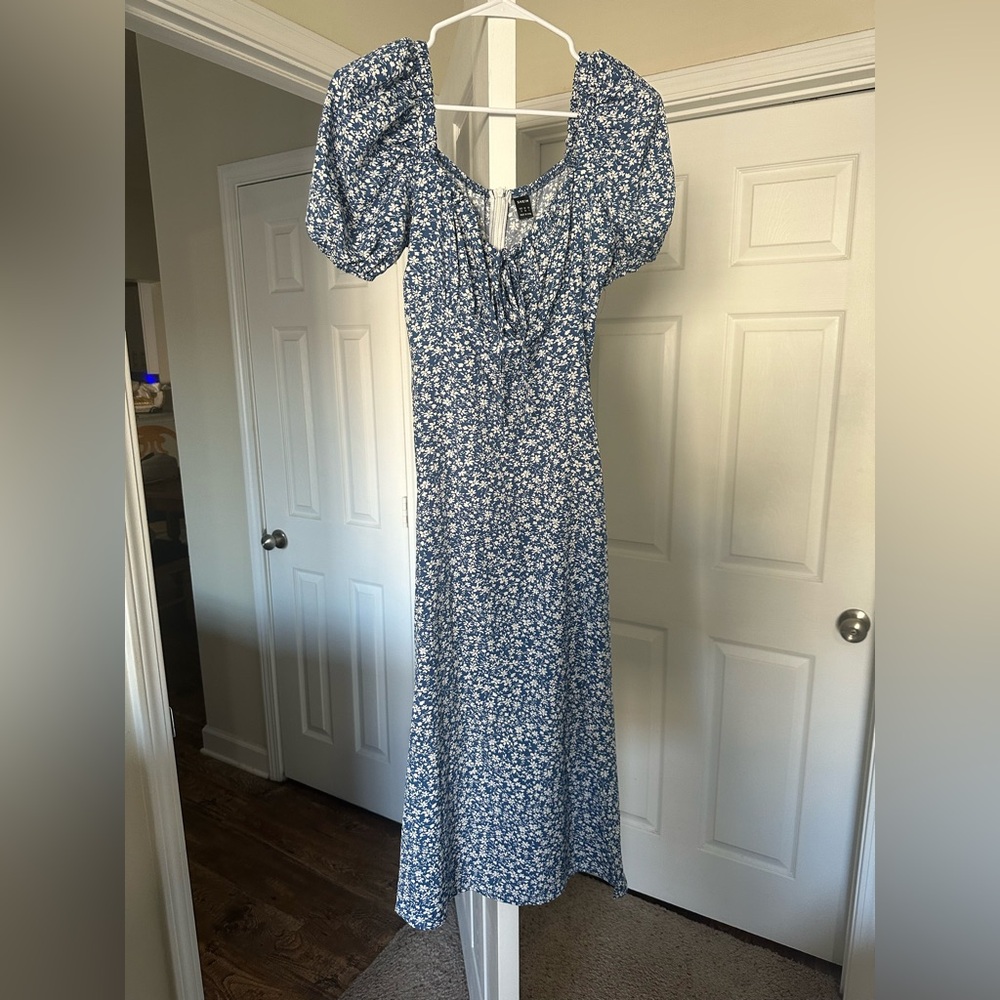 Floral Blue Midi Dress